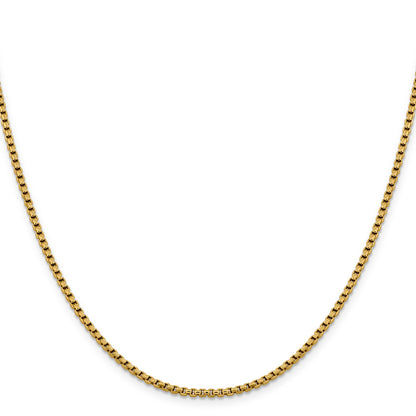 24 Inch 14K 2.4mm Semi-Solid D/C Round Box Chain Necklace