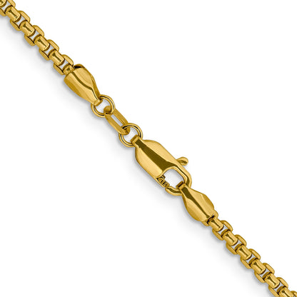 24 Inch 14K 2.4mm Semi-Solid D/C Round Box Chain Necklace