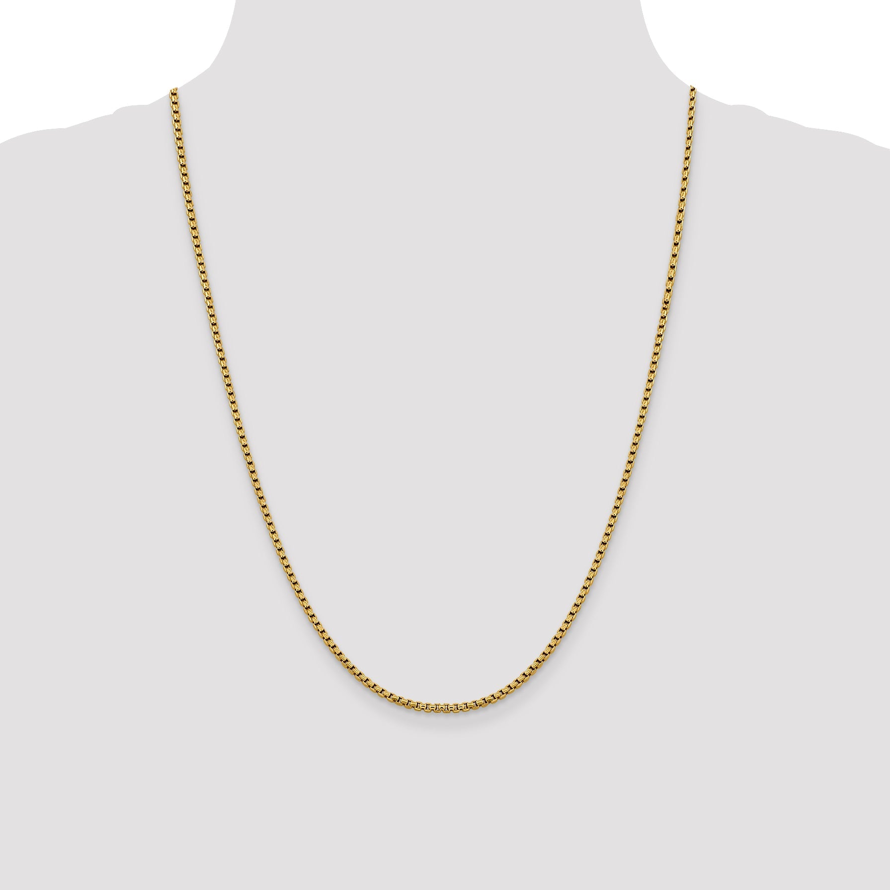 24 Inch 14K 2.4mm Semi-Solid D/C Round Box Chain Necklace