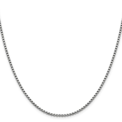 20 Inch 14K White Gold 2.4mm Semi-Solid D/C Round Box Chain Necklace