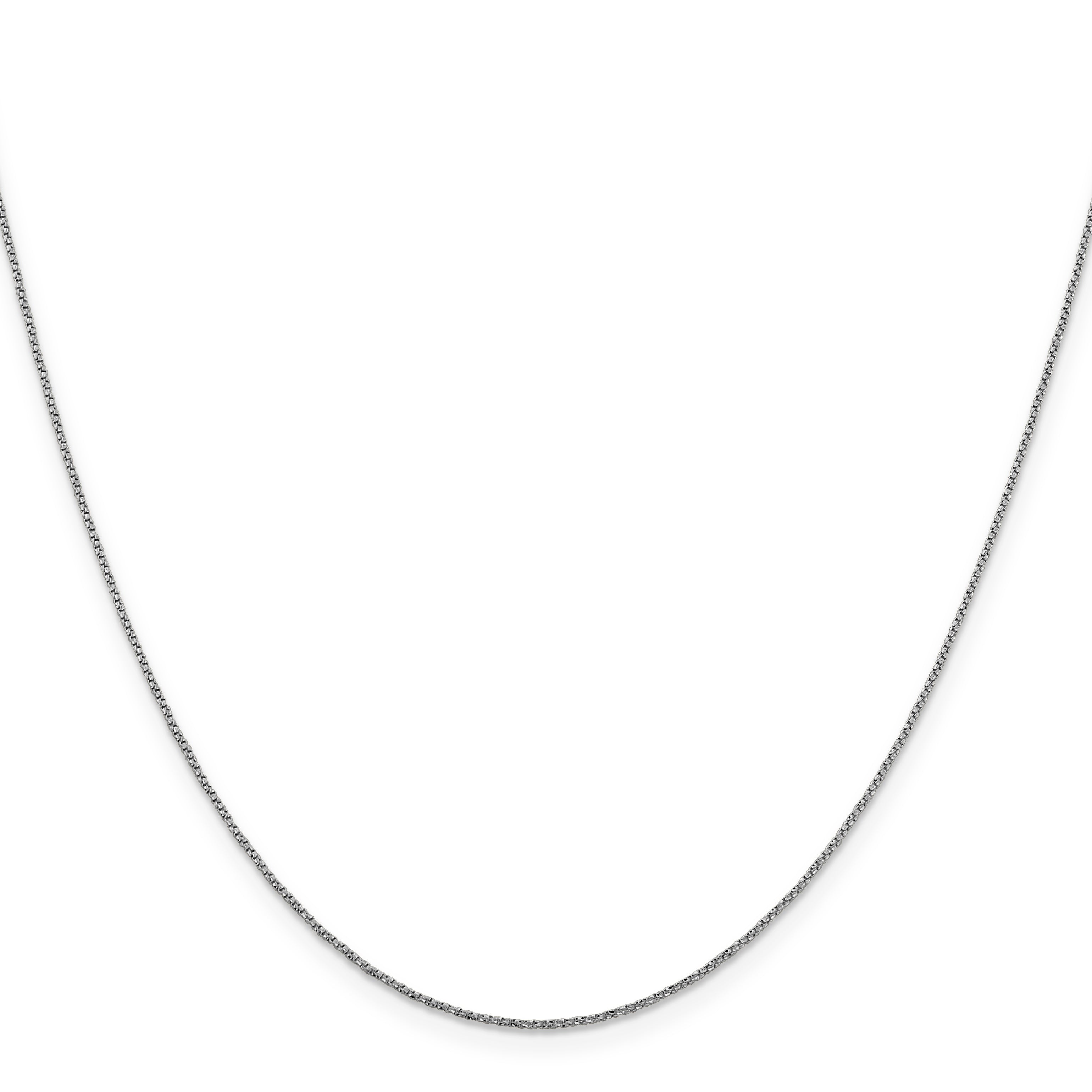 20 Inch 14K White Gold .9mm D/C Twisted Box Chain Necklace