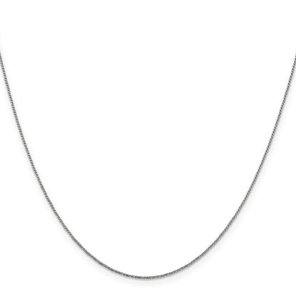 18 Inch 14K White Gold .9mm D/C Twisted Box Chain Necklace