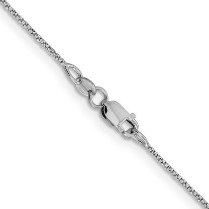 16 Inch 14K White Gold .9mm D/C Twisted Box Chain Necklace