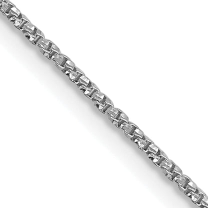 18 Inch 14K White Gold .9mm D/C Twisted Box Chain Necklace