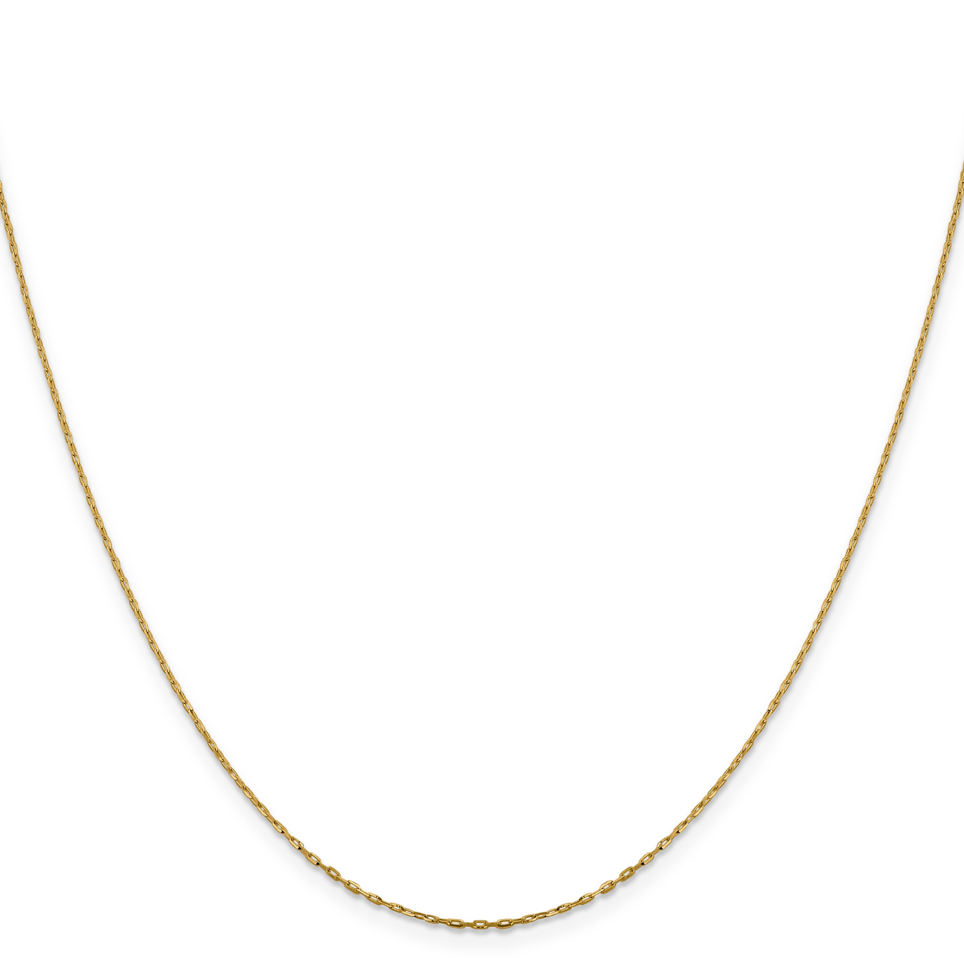 24 Inch 14K Yellow Gold 1mm D/C Open Long Link Cable Chain Necklace