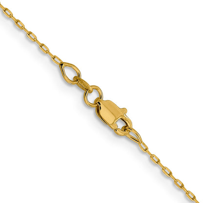 24 Inch 14K Yellow Gold 1mm D/C Open Long Link Cable Chain Necklace