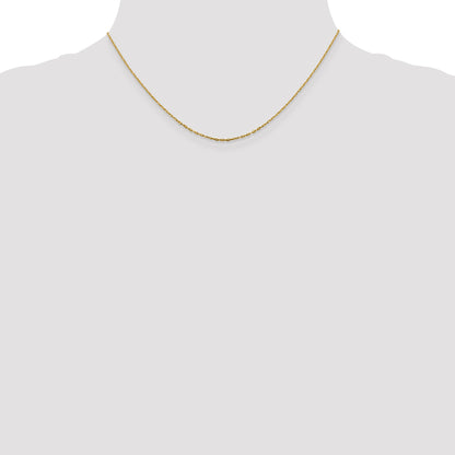 16 Inch 14K 1mm D/C Open Long Link Cable Chain Necklace