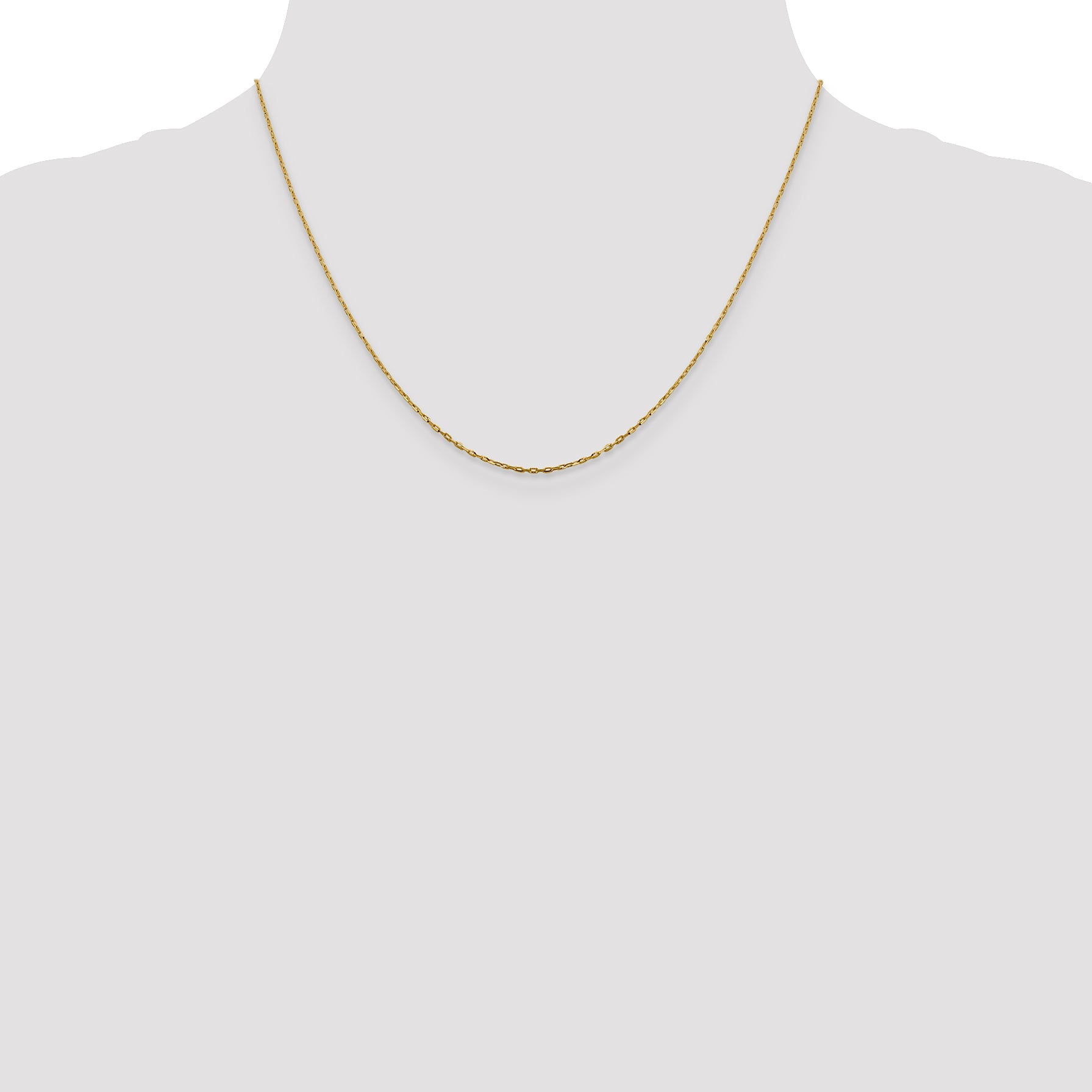 18 Inch 14K 1mm D/C Open Long Link Cable Chain Necklace