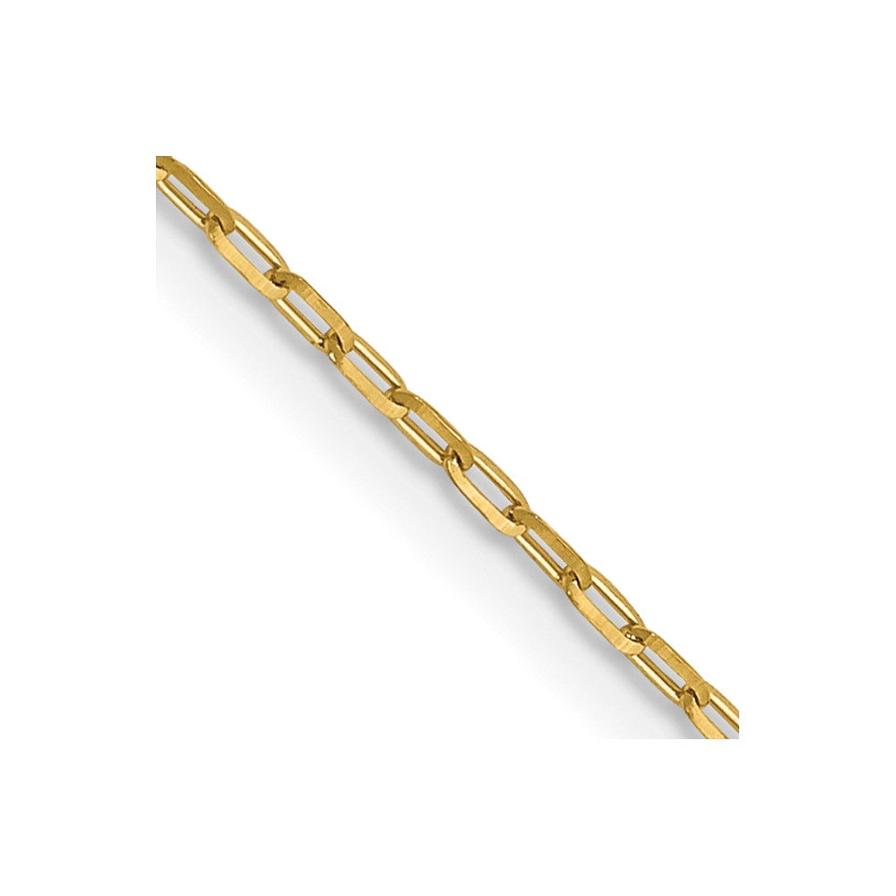 22 Inch 14K Yellow Gold 1mm D/C Open Long Link Cable Chain Necklace
