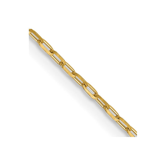 22 Inch 14K Yellow Gold 1mm D/C Open Long Link Cable Chain Necklace