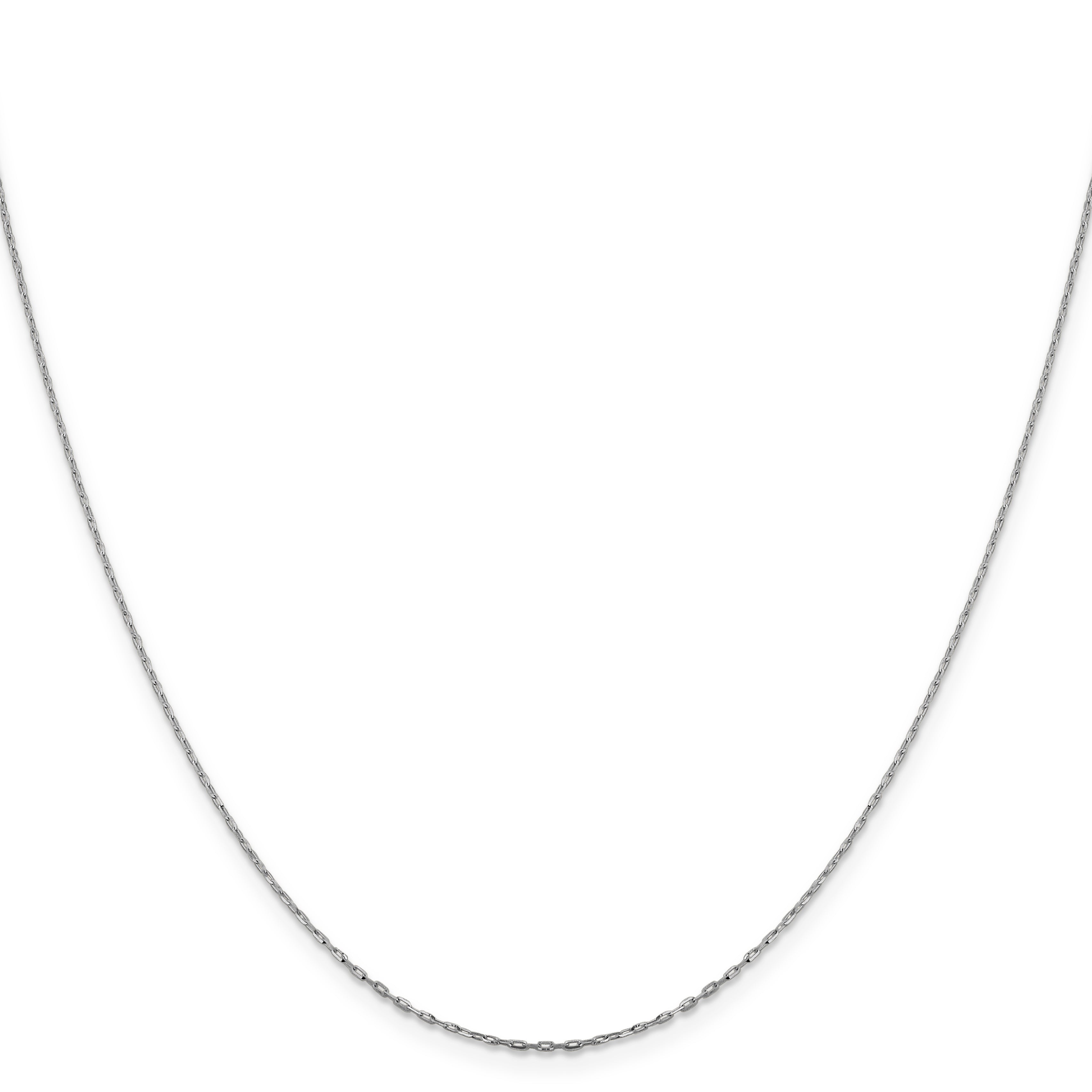 22 Inch 14K White Gold 1mm D/C Open Long Link Cable Chain Necklace