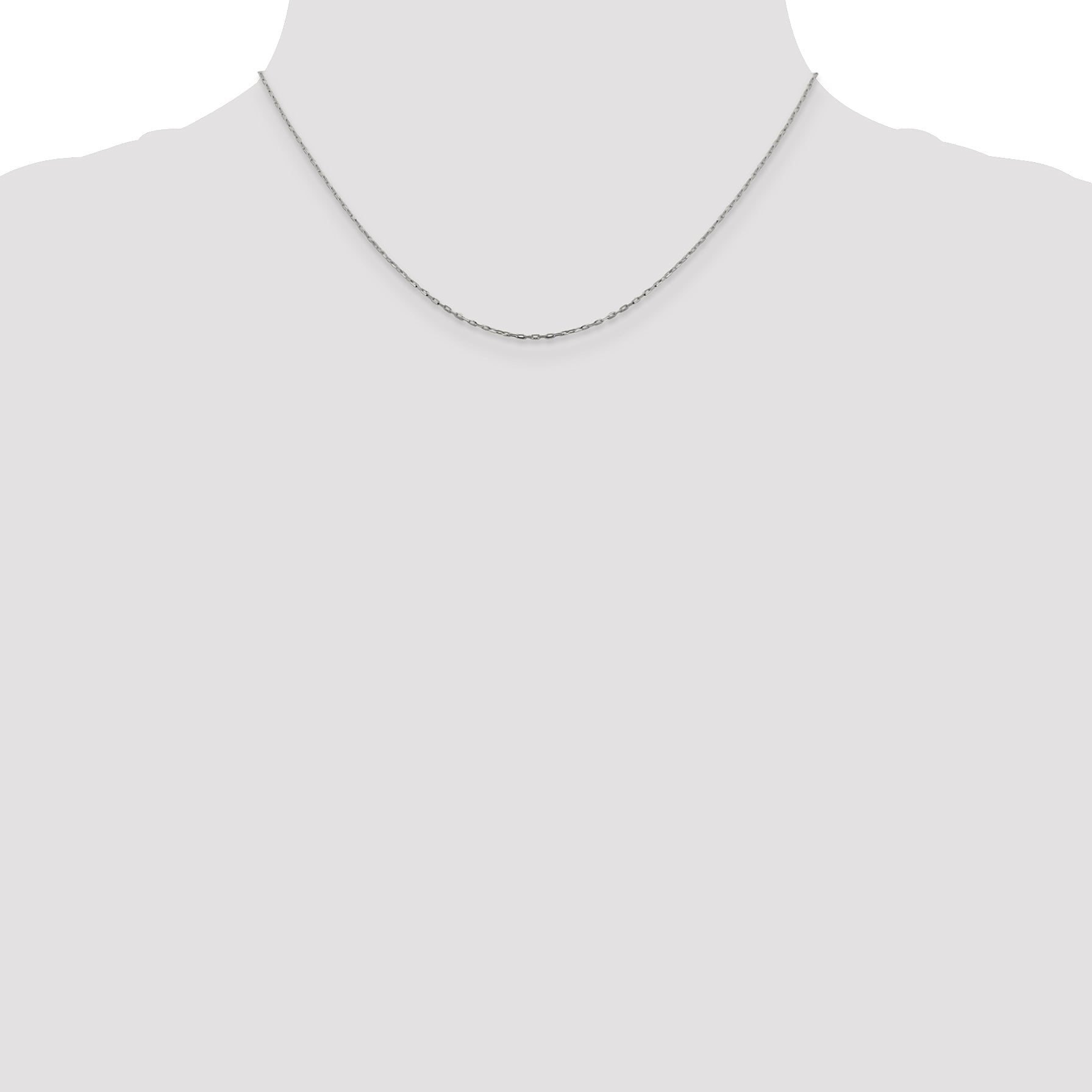 16 Inch 14K White Gold 1mm D/C Open Long Link Cable Chain Necklace