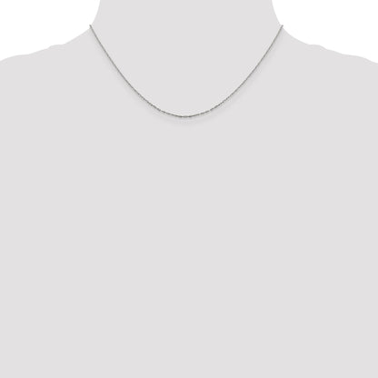 16 Inch 14K White Gold 1mm D/C Open Long Link Cable Chain Necklace