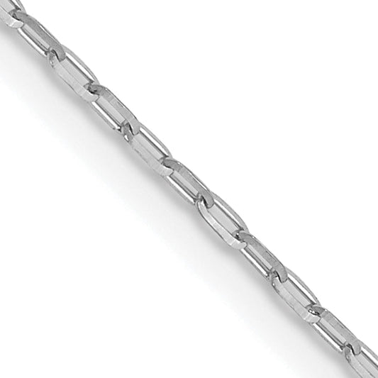 24 Inch 14K White Gold 1mm D/C Open Long Link Cable Chain Necklace