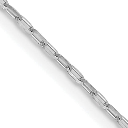 22 Inch 14K White Gold 1mm D/C Open Long Link Cable Chain Necklace