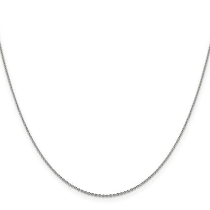 18 Inch 14K White Gold 1.15mm D/C Oval Link Chain Necklace