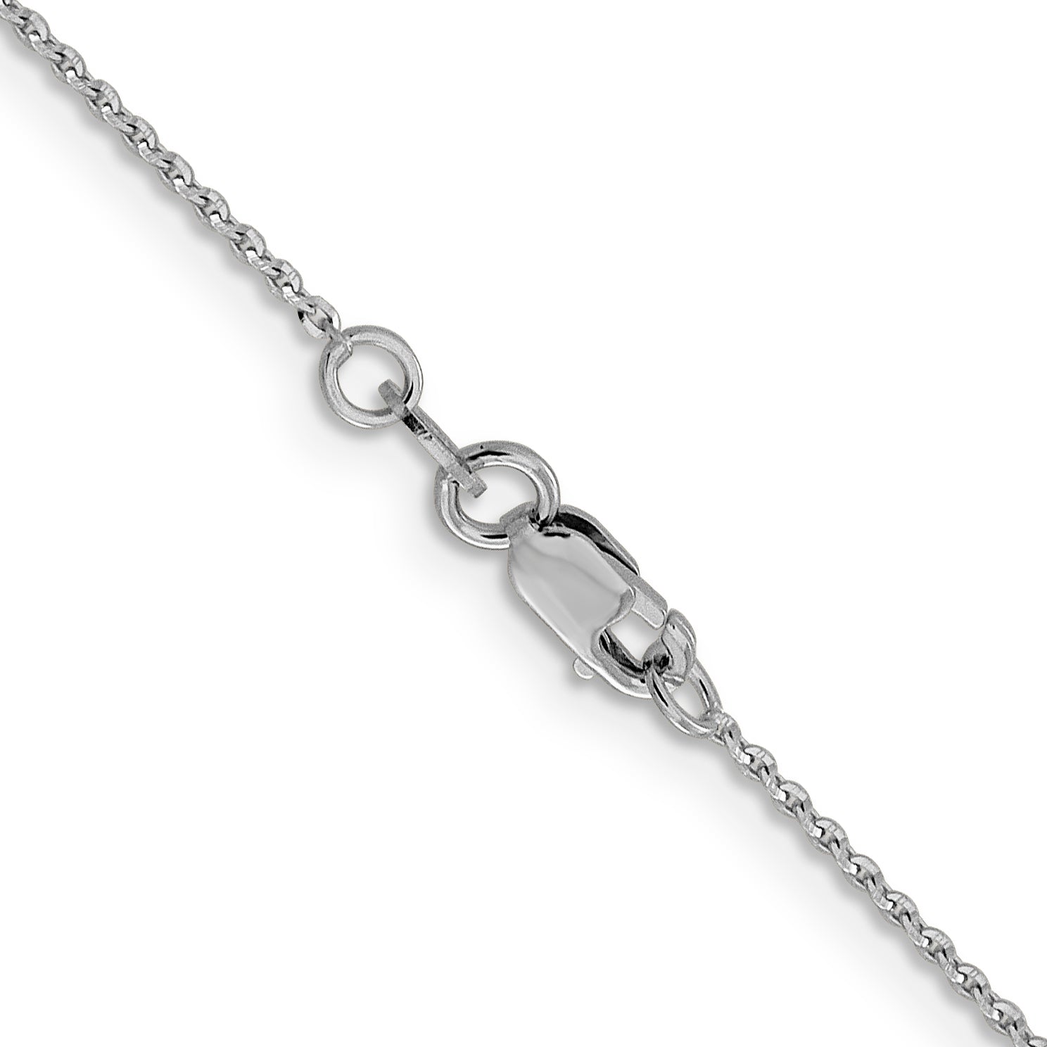 20 Inch 14K White Gold 1.15mm D/C Oval Link Chain Necklace