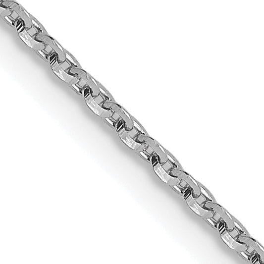 24 Inch 14K White Gold 1.15mm D/C Oval Link Chain Necklace