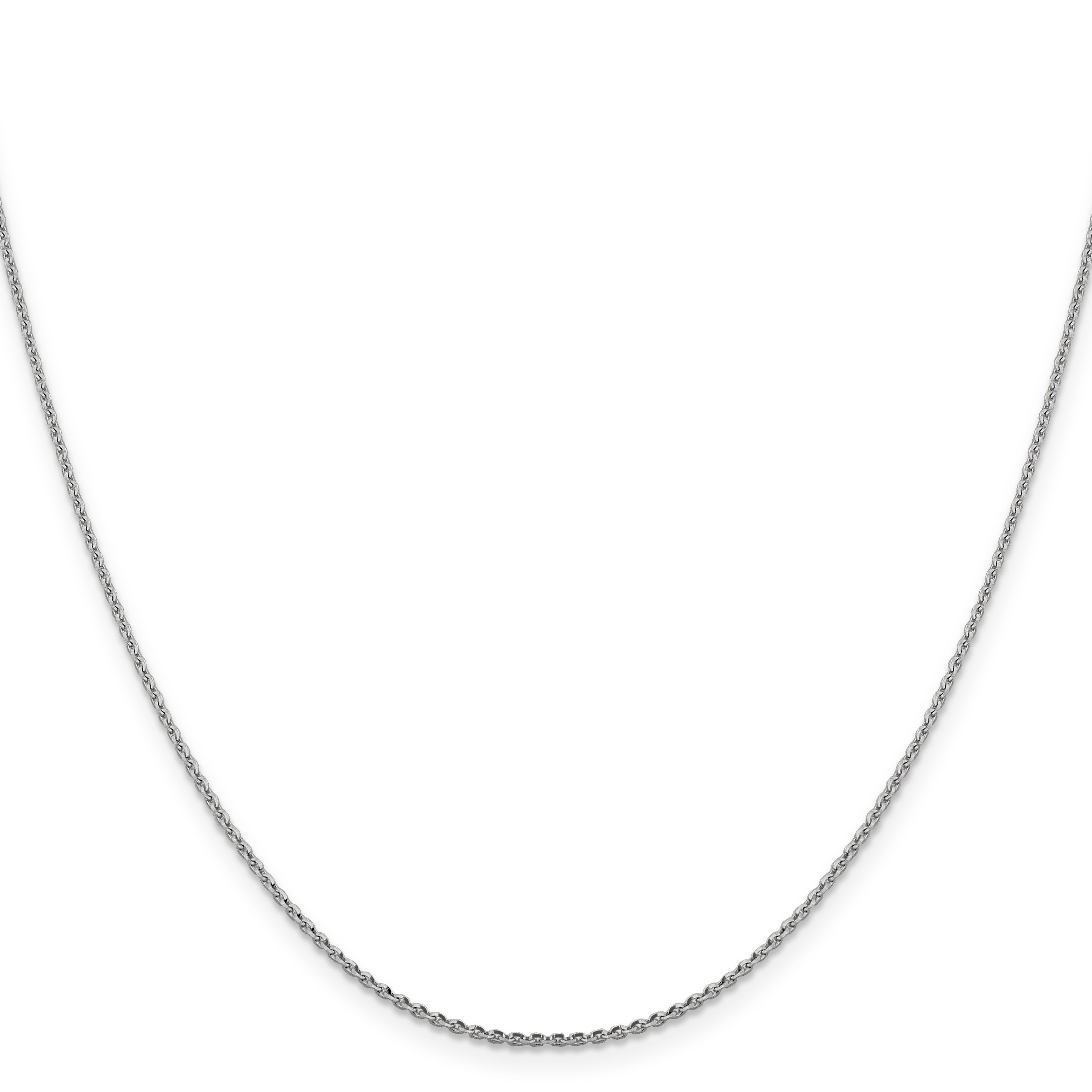 20 Inch 14K White Gold 1.40mm D/C Oval Link Chain Necklace