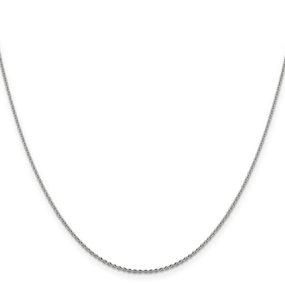 20 Inch 14K White Gold 1.40mm D/C Oval Link Chain Necklace