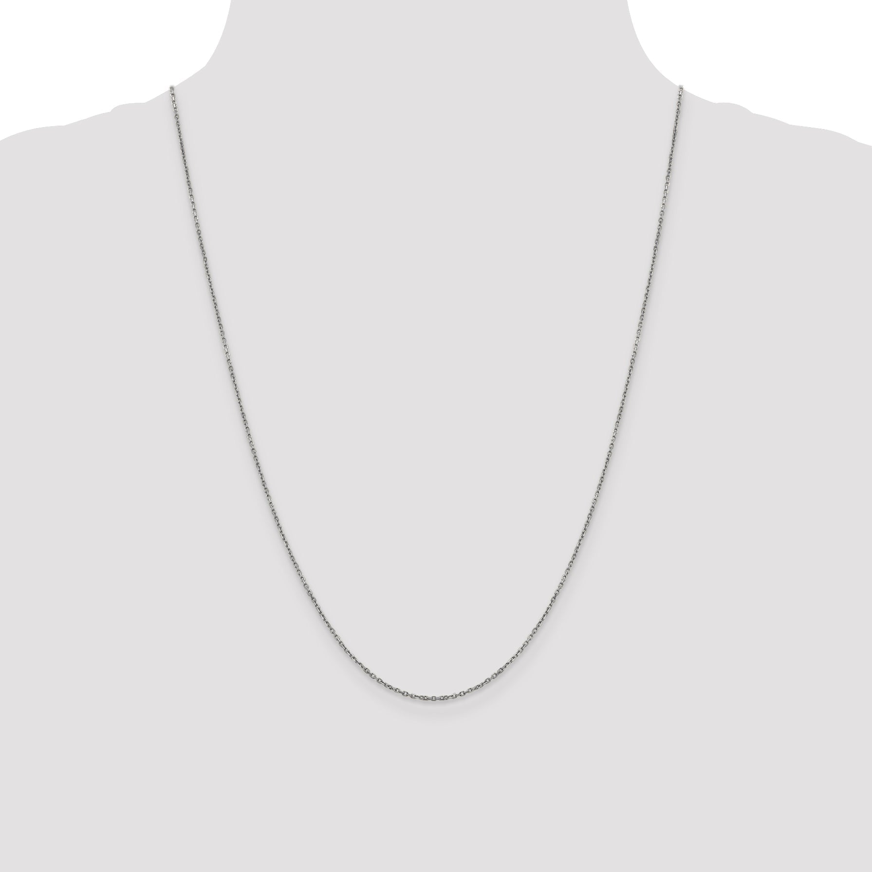 24 Inch 14K White Gold 1.25mm D/C Rolo Chain