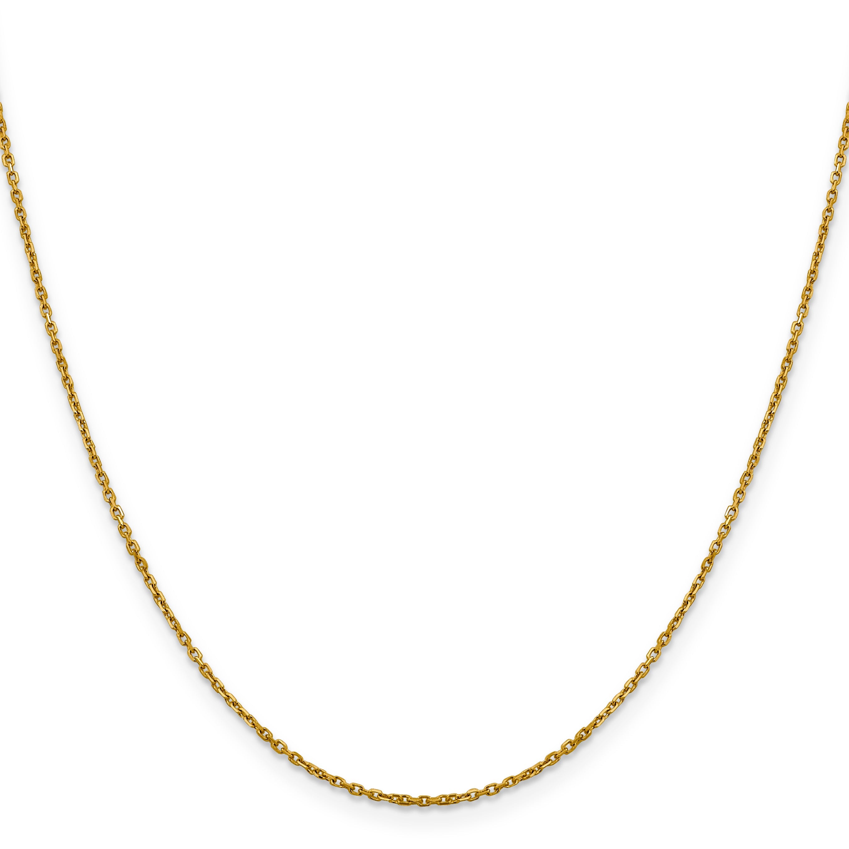 22 Inch 14K Yellow Gold 1.25mm D/C Cable Chain Necklace