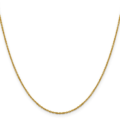 22 Inch 14K Yellow Gold 1.25mm D/C Cable Chain Necklace