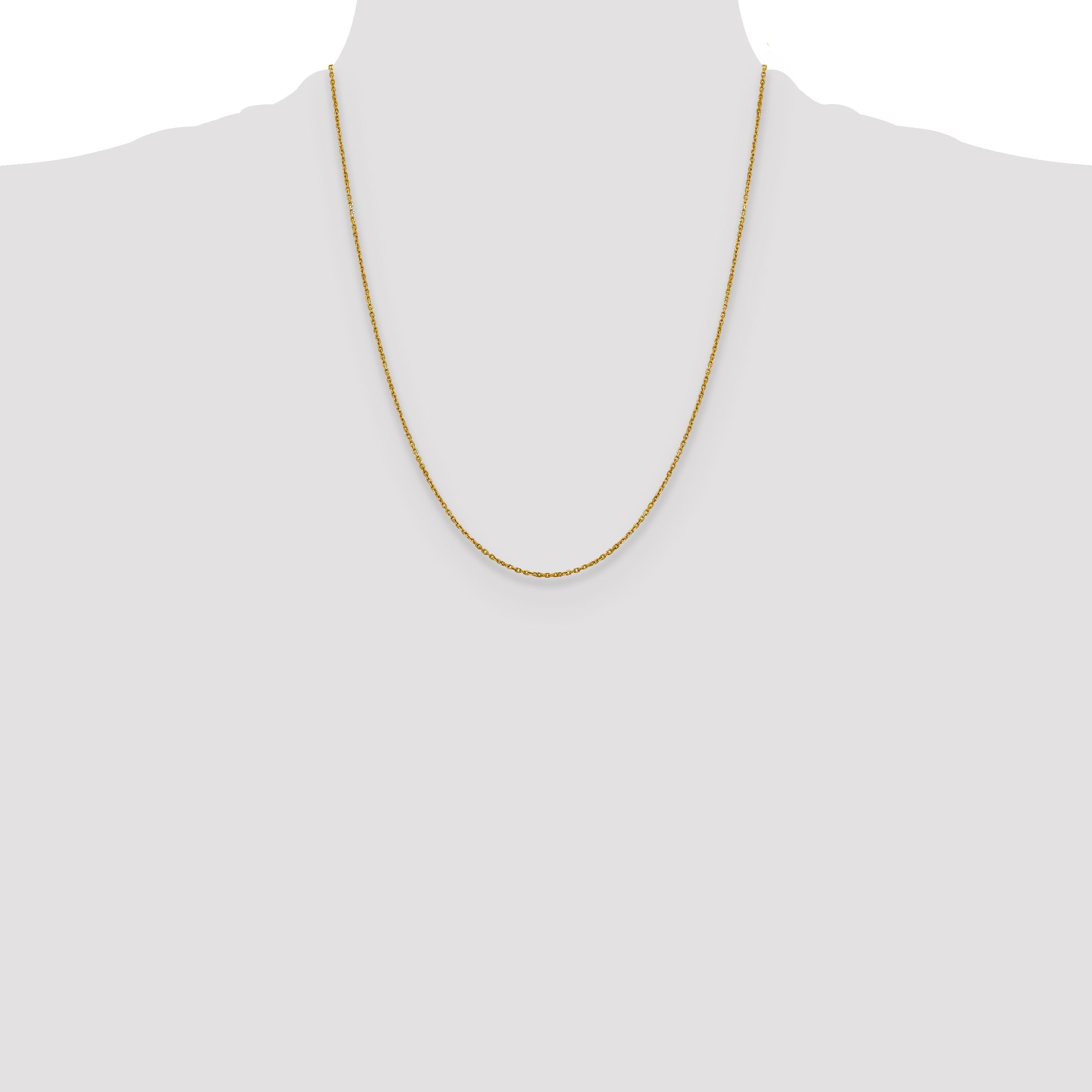 22 Inch 14K Yellow Gold 1.25mm D/C Cable Chain Necklace