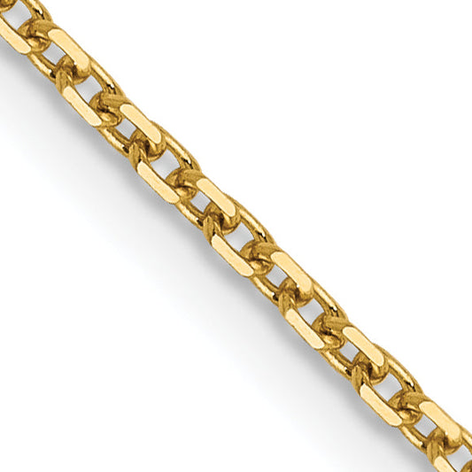 22 Inch 14K Yellow Gold 1.25mm D/C Cable Chain Necklace