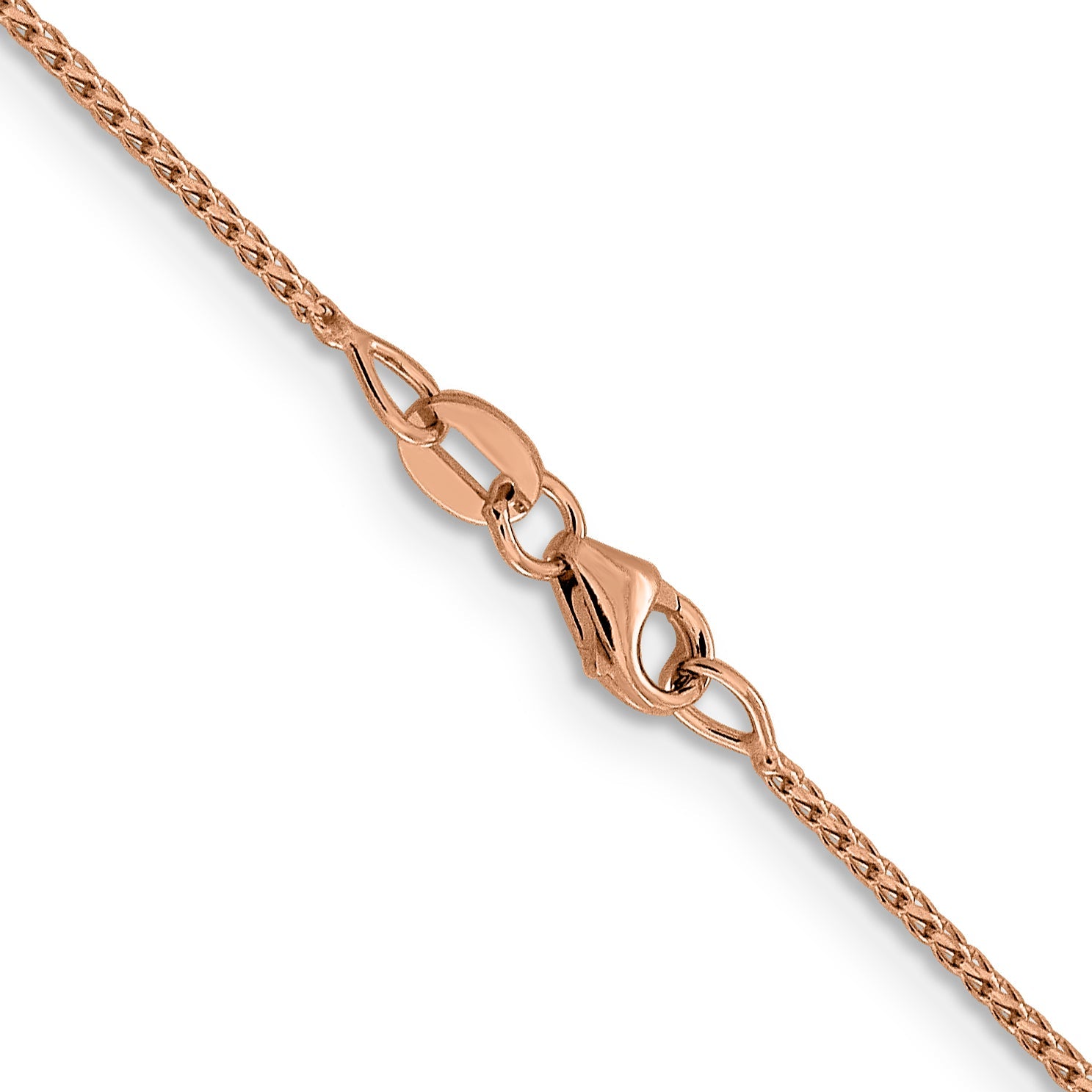 24 Inch 14K Rose Gold 1mm D/C Open Franco Chain Necklace