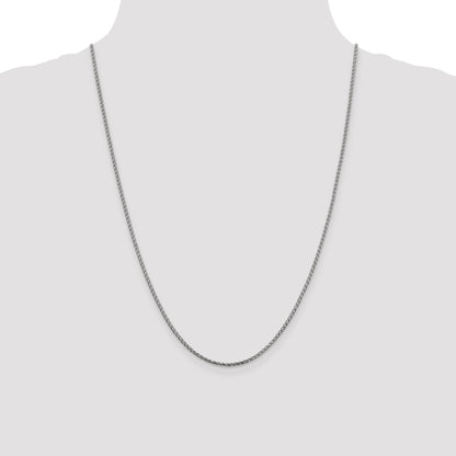 24 Inch 14K White Gold 1.6mm D/C Open Franco Chain Necklace