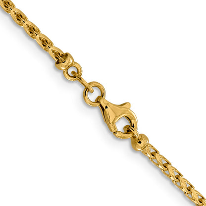 18 Inch 14K 2.1mm D/C Open Franco Chain Necklace