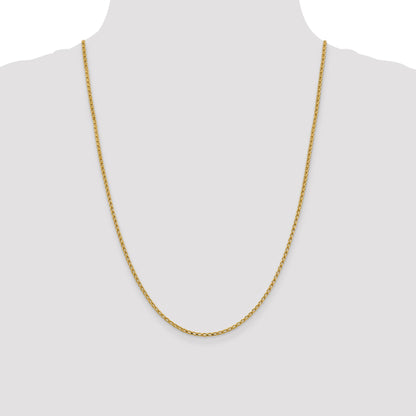 24 Inch 14K 2.1mm D/C Open Franco Chain Necklace