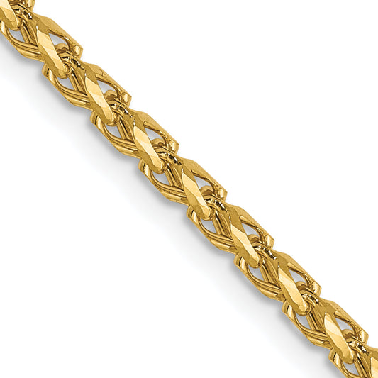 24 Inch 14K 2.1mm D/C Open Franco Chain Necklace