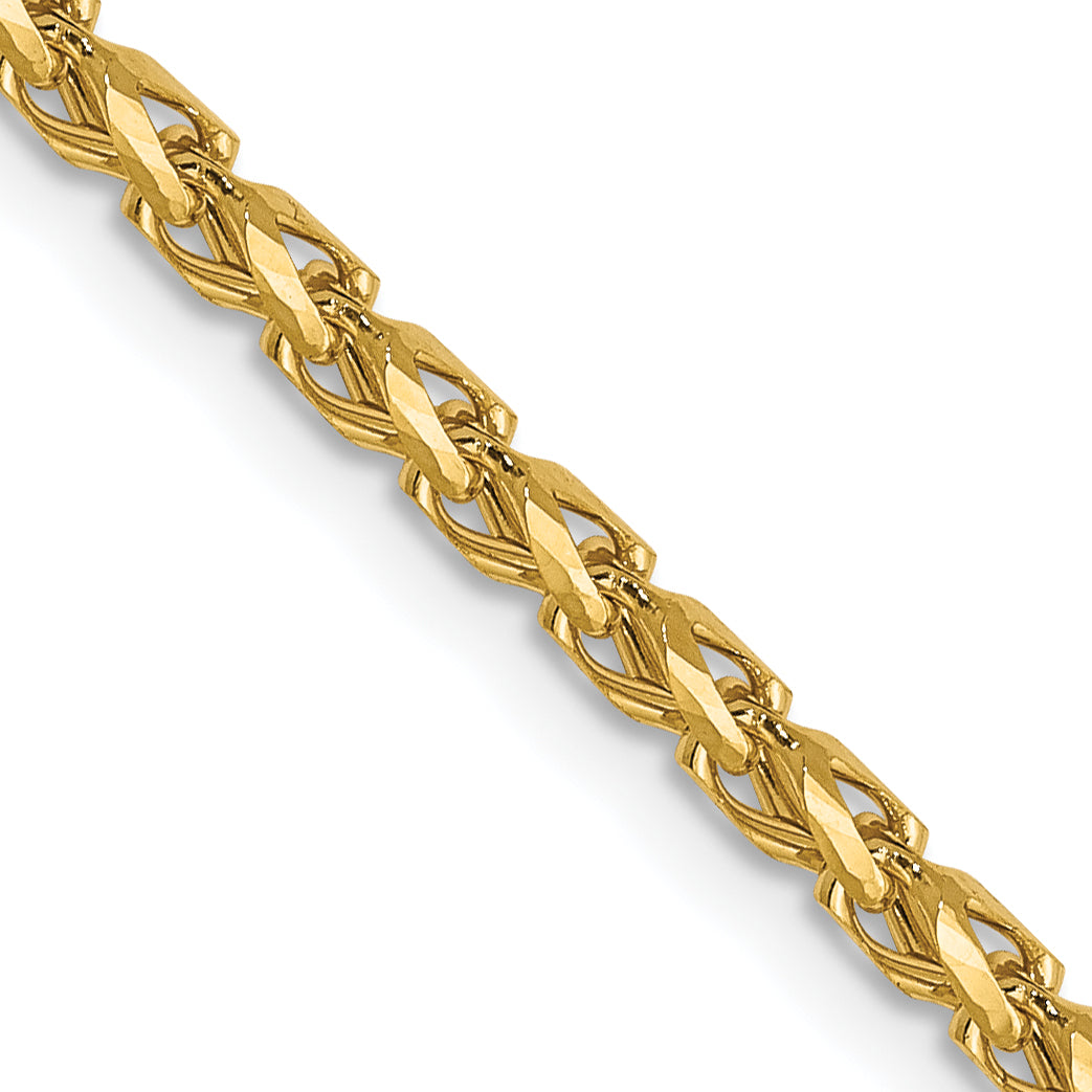 20 Inch 14K 2.1mm D/C Open Franco Chain Necklace