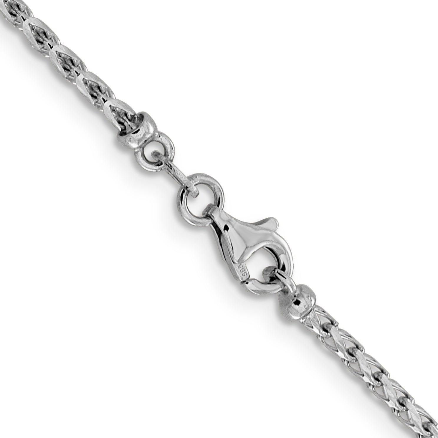 24 Inch 14K White Gold 2.1mm D/C Open Franco Chain Necklace