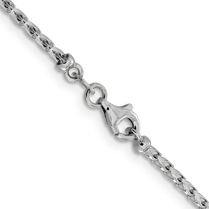 24 Inch 14K White Gold 2.1mm D/C Open Franco Chain Necklace