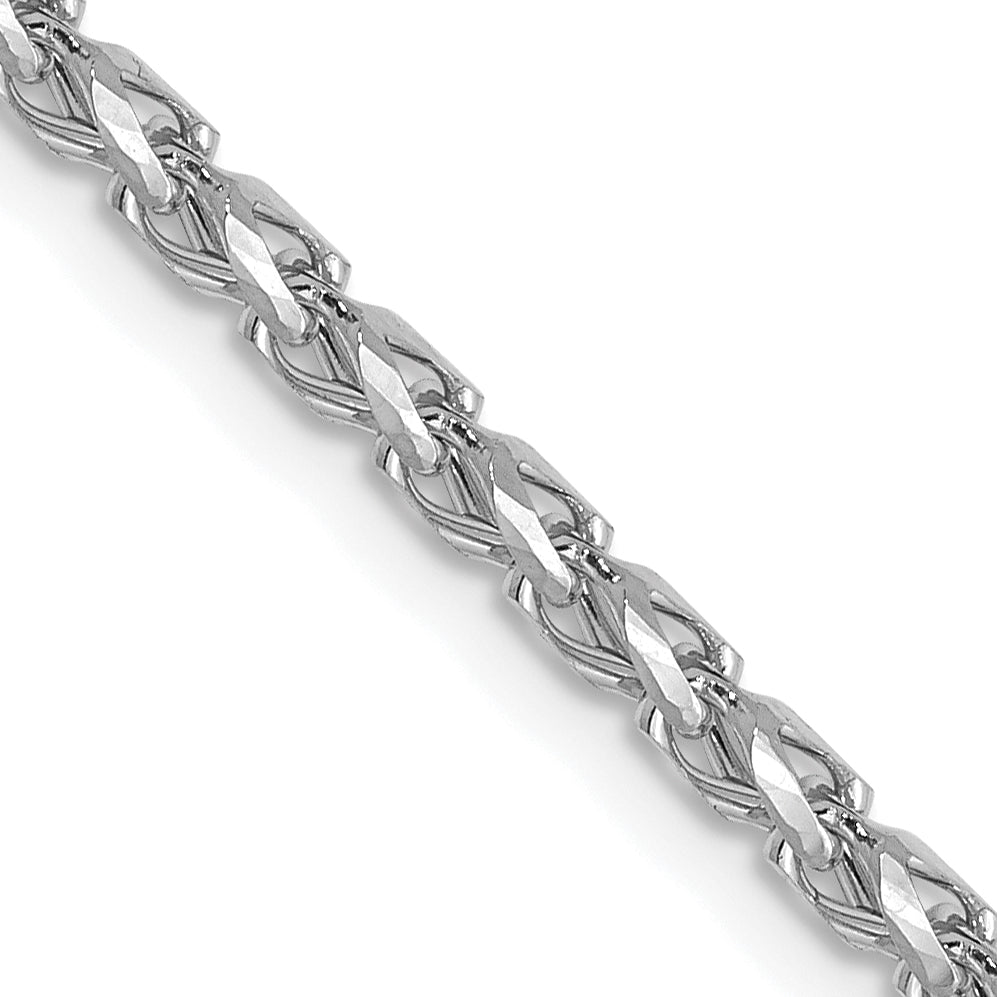 20 Inch 14K White Gold 2.1mm D/C Open Franco Chain Necklace