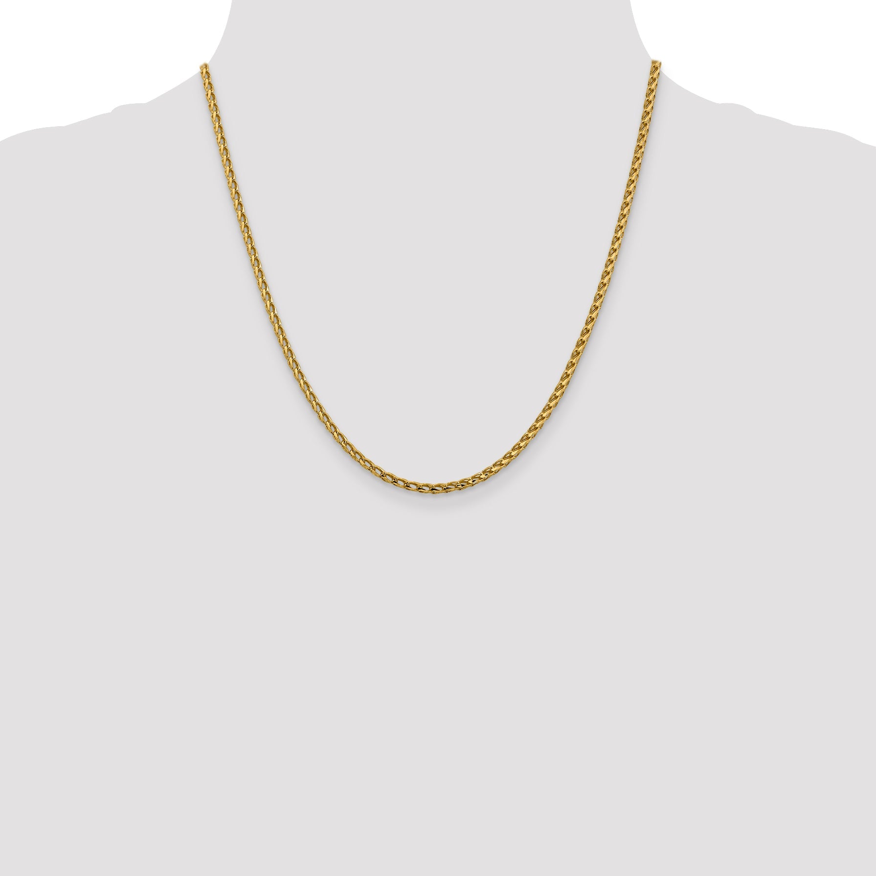 20 Inch 14K 2.45mm D/C Open Franco Chain Necklace