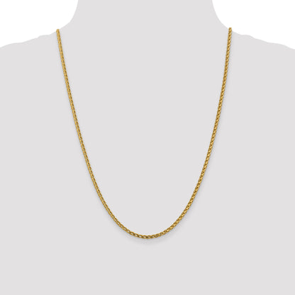 24 Inch 14K 2.45mm D/C Open Franco Chain Necklace