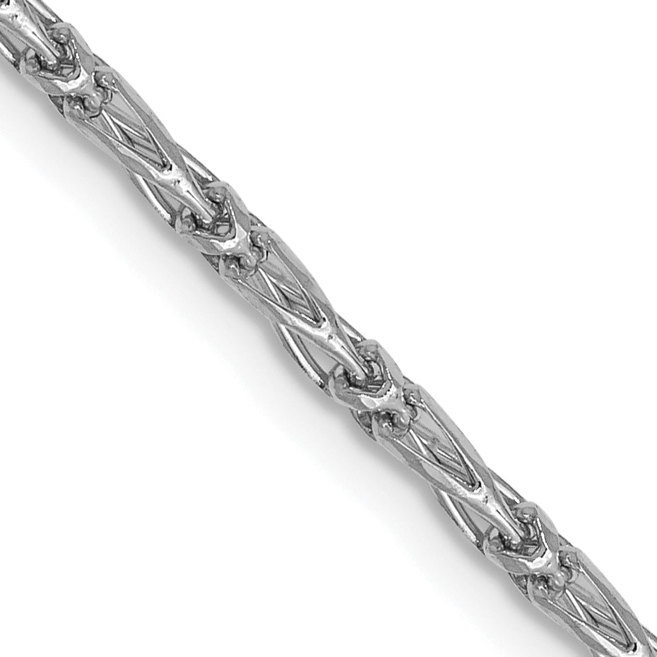 24 Inch 14K White Gold 1.6mm D/C Long Link Franco Chain Necklace