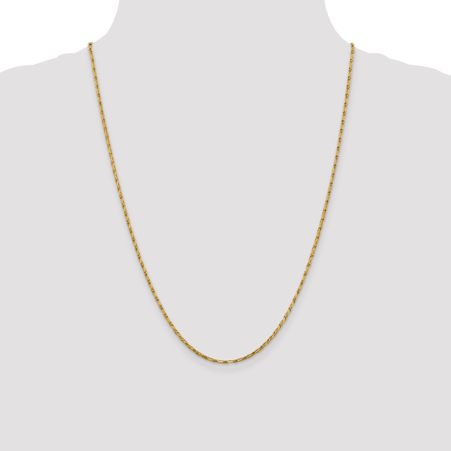 24 Inch 14K 1.6mm D/C Long Link Franco Chain Necklace