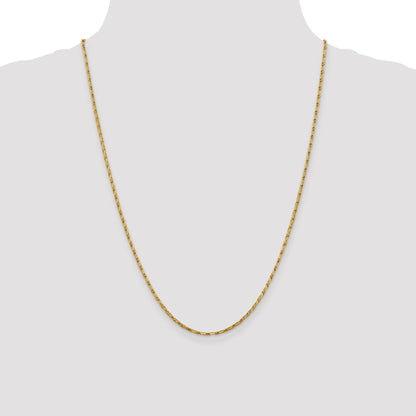 24 Inch 14K 1.6mm D/C Long Link Franco Chain Necklace