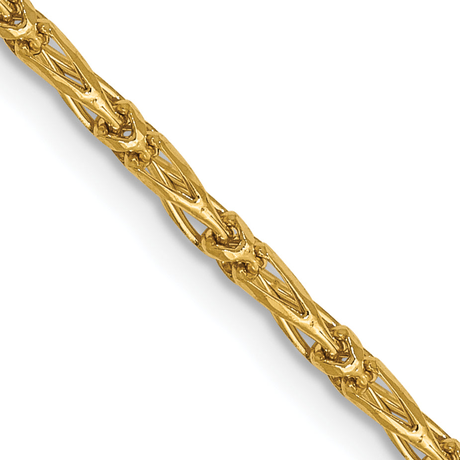 16 Inch 14K 1.6mm D/C Long Link Franco Chain Necklace