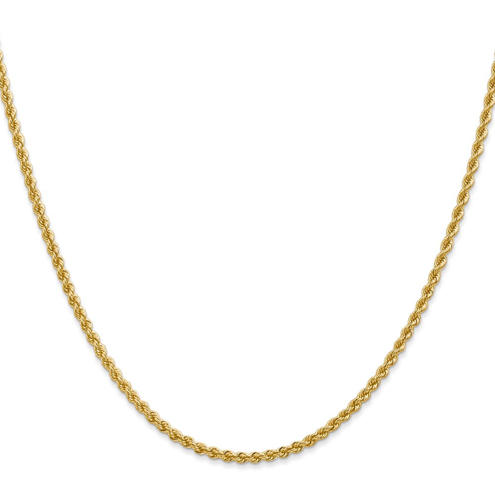 22 Inch 14K Yellow Gold 2.25mm Solid Regular Rope Chain Necklace