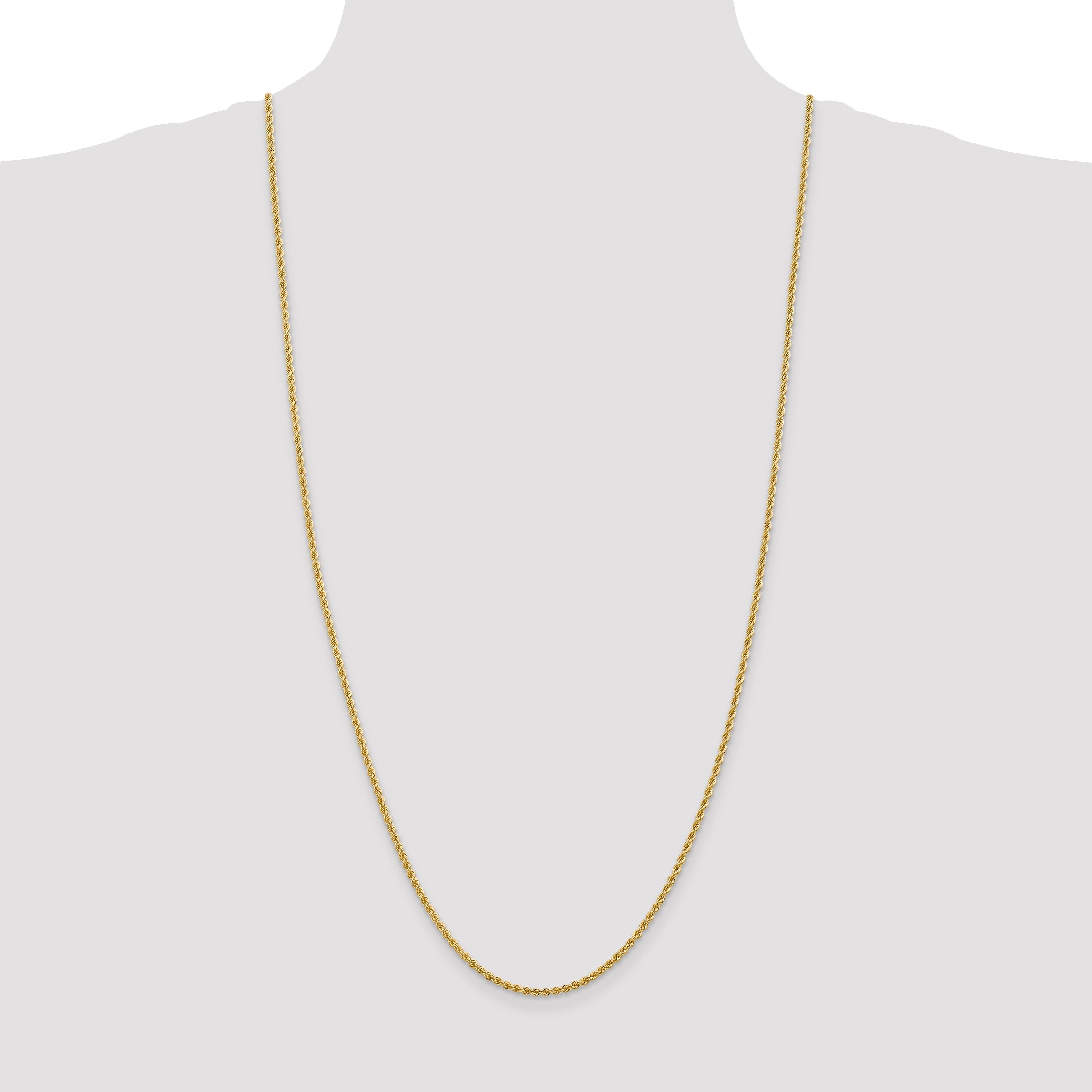 30 Inch 14K 2.25mm Solid Regular Rope Chain Necklace