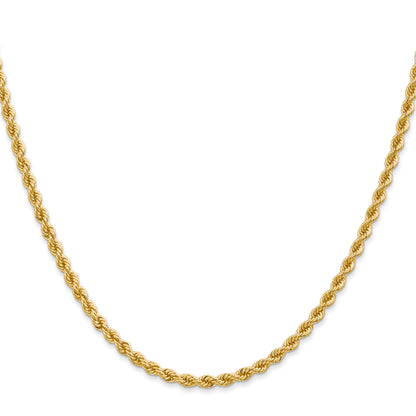 22 Inch 14K Yellow Gold 2.75mm Solid Regular Rope Chain Necklace