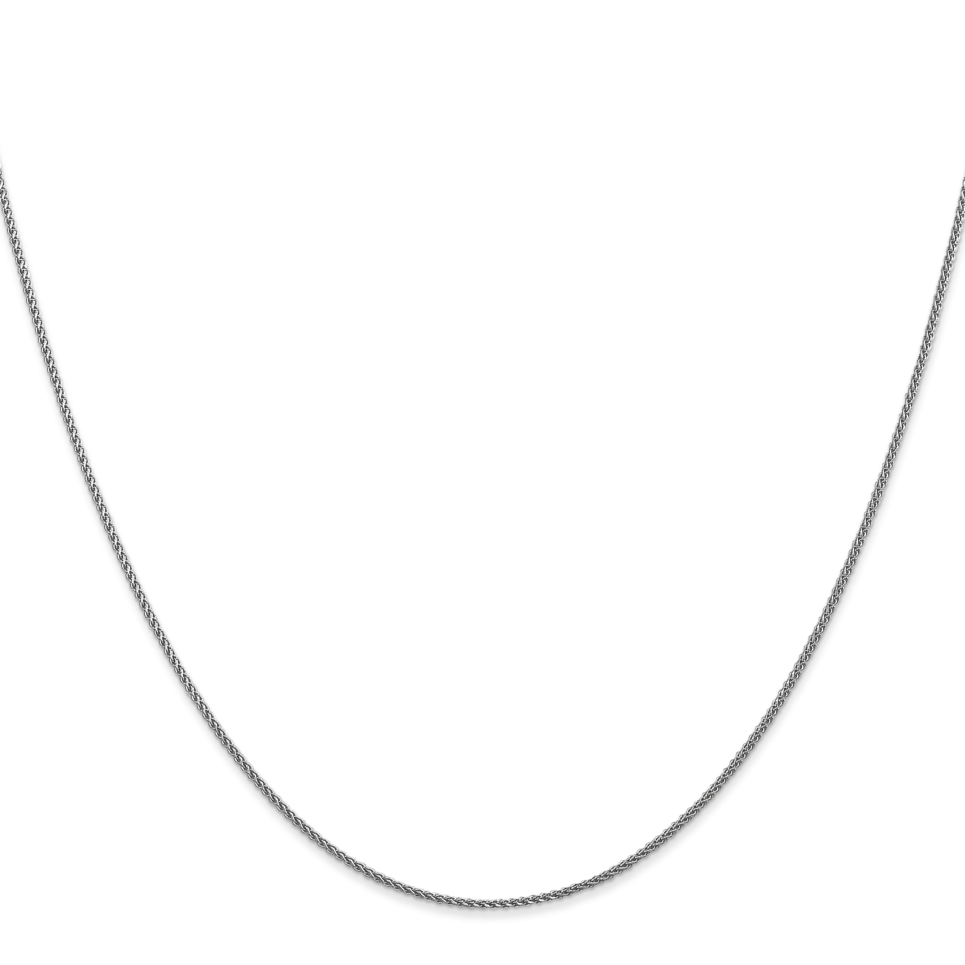 24 Inch 14K White Gold 1mm D/C Spiga Chain Necklace