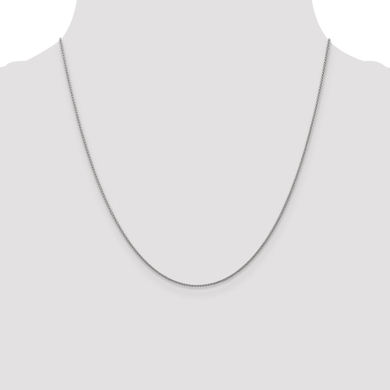 20 Inch 14K White Gold 1mm D/C Spiga Chain Necklace