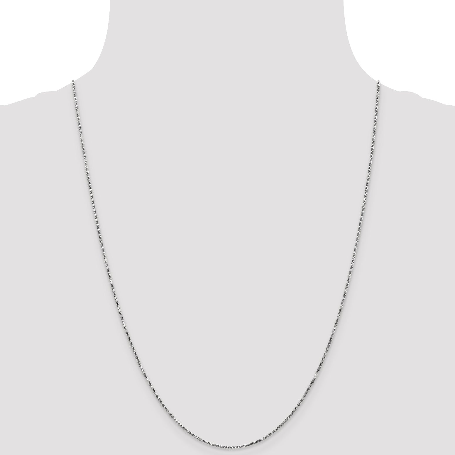 24 Inch 14K White Gold 1mm D/C Spiga Chain Necklace